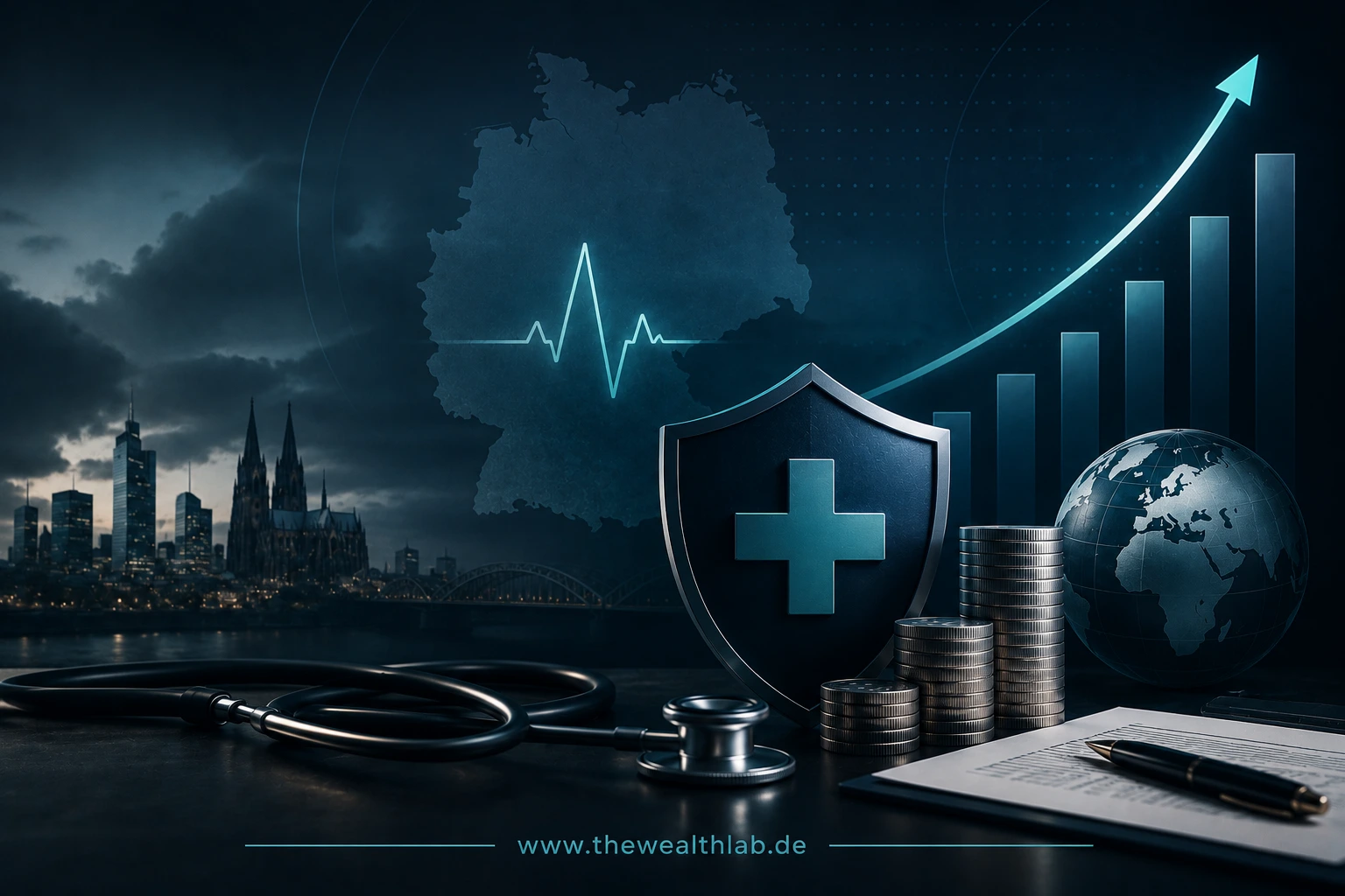 Private health insurance Germany concept illustration for expats
