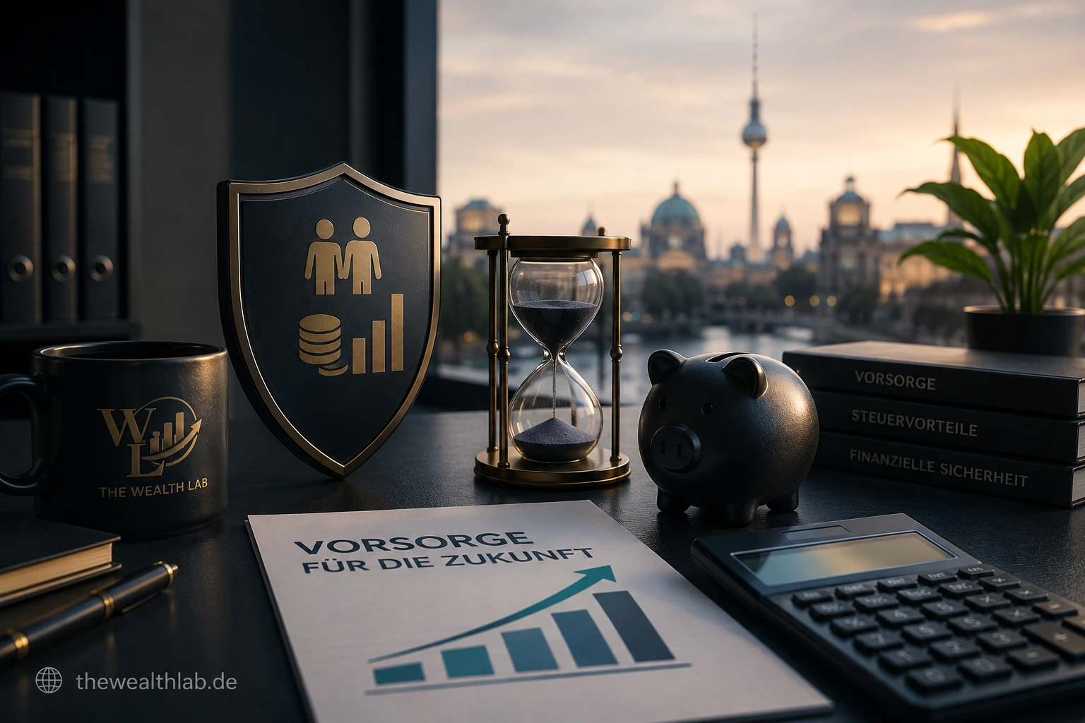 Ruerup pension Germany financial planning desk for expats and self-employed professionals with retirement and tax strategy concept