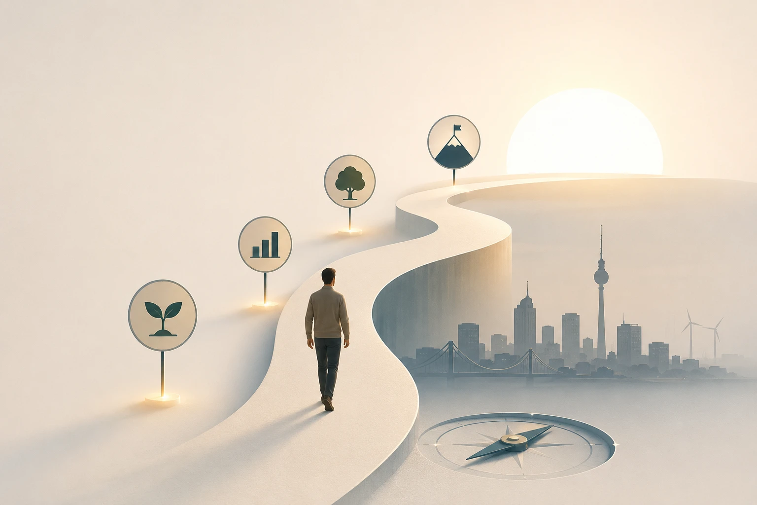 Expat retirement planning in Germany roadmap showing a long-term financial journey toward retirement goals